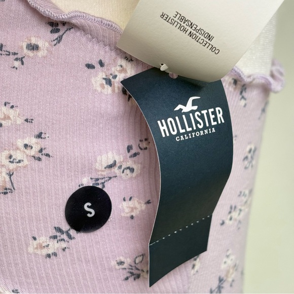 NEW Hollister Y2K babydoll ditzy ditsy floral print lettuce edge lavender cami S - Picture 11 of 16